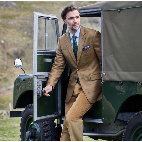 Joseph Turner Yorkshire Lambswool Windowpane Blazer Jacket 48R Mallalieus Coat - Picture 1 of 9